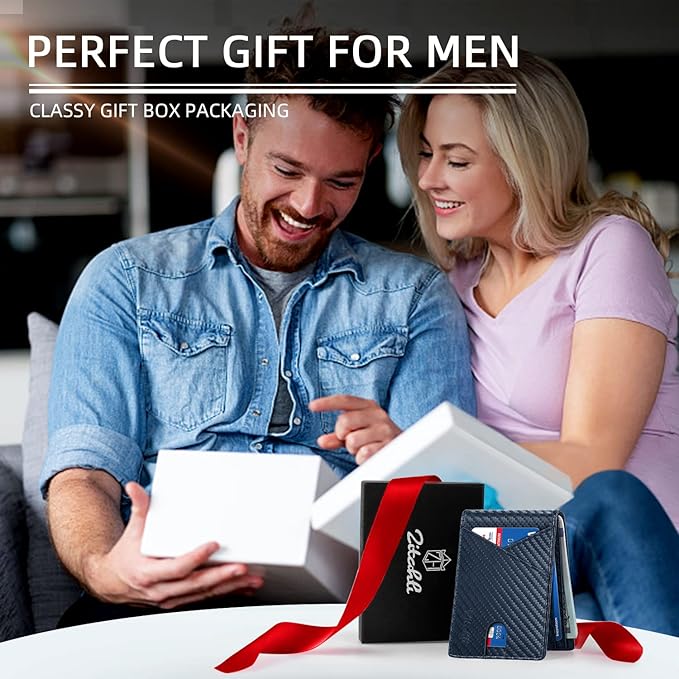 Zitahli Wallet for Men Slim 11 Credit Card Holder RFID Blocking Small Men's Wallet Bifold Minimalist Front Pocket With Mens Gifts Box