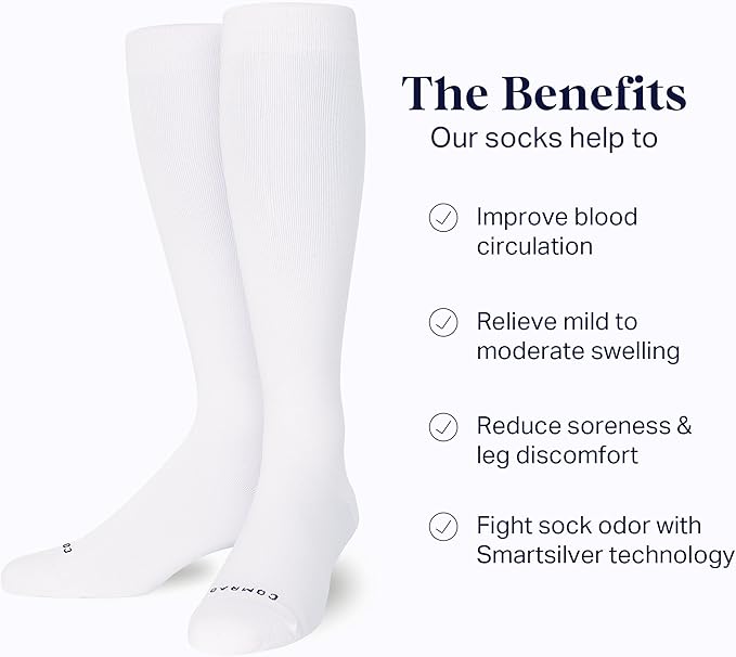 Comrad Nylon Knee High Socks - 15-20mmHg Graduated Compression Socks - Soft & Breathable Support Unisex Socks