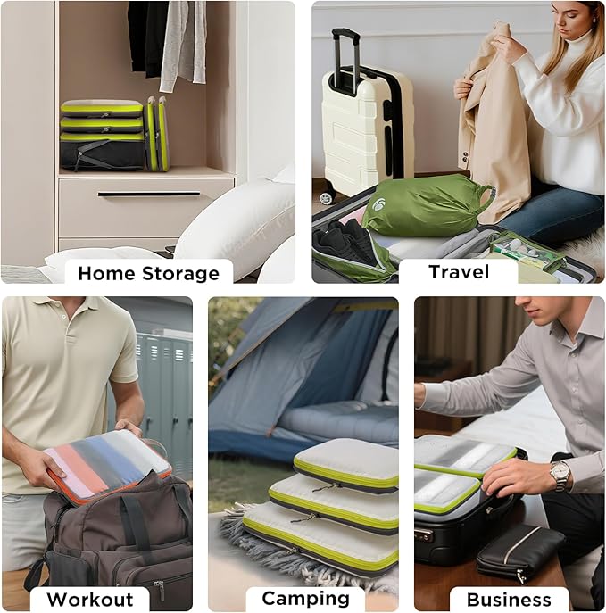 Cipway Mesh Compression Packing Cubes, Ultralight See Through Luggage Organizer Bags, Travel Essentials for Carry on Suitcase (3Pcs,Black)