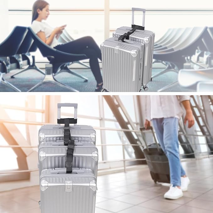 Vigorport Luggage Straps, Straps for Suitcase, 1.5”Width Add A Bag Stretchable Attachment Accessories for Connect Your 3 Luggage Together (Black, 1.5" Width)