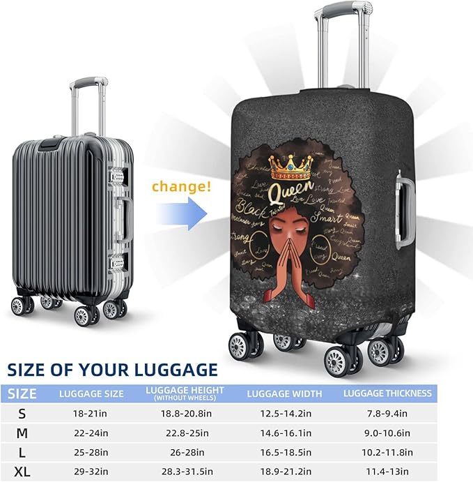 Travel Suitcase Protector Protective Washable Luggage Cover With Concealed Zipper Suitable For 18-32 Inch (X-Large) African American Black Girl
