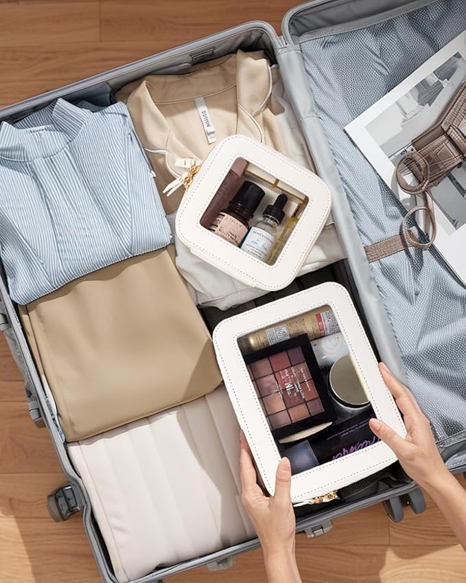 Clear Makeup Bag Set, Travel Makeup Case Clear Cosmetic Travel Bag Small Makeup Organizer Mini Make Up Pouch for Purse Waterproof Toiletry Bag Portable Car Essentials Car Organizer