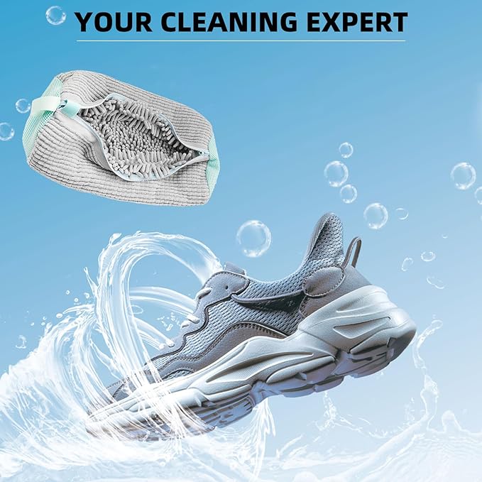 2-Packs Shoe Washing Bag for Washing Machine, Shoe Cleaning Bag for All Shoe Types,Laundry Shoe Bag for Washer and Dryer (glay)