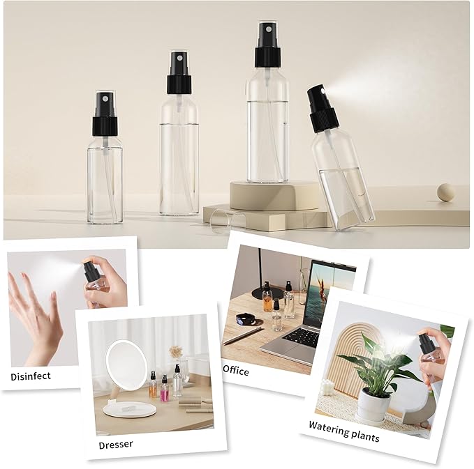 50PCS Small Spray Bottle, 4oz/120ml Travel Spray Bottle Clear Fine Mist Spray Bottles Plastic Empty Refillable Spray Bottles for Skin Care, Hair Care, Plant Care & Home Cleaning