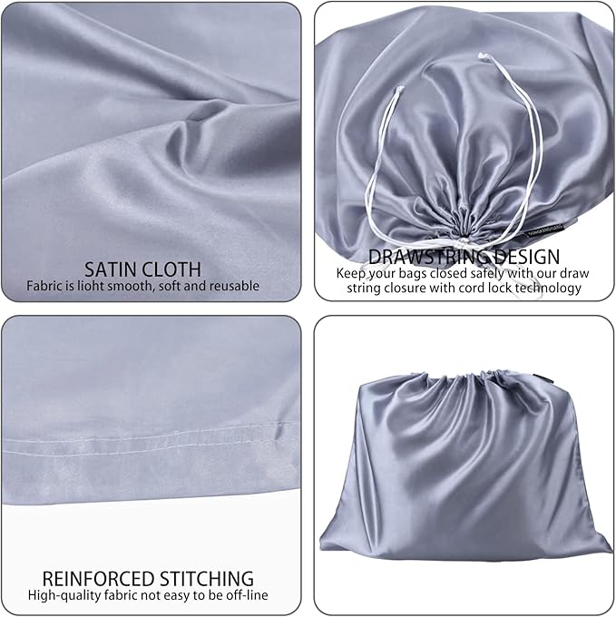 10 Pack Dust Bags for Purses and Handbags, Silk Dust Cover Storage Bag with Drawstring Travel Storage Pouch for Handbag Purse Shoes Boots (Gray, 23.6 × 19.6 in)