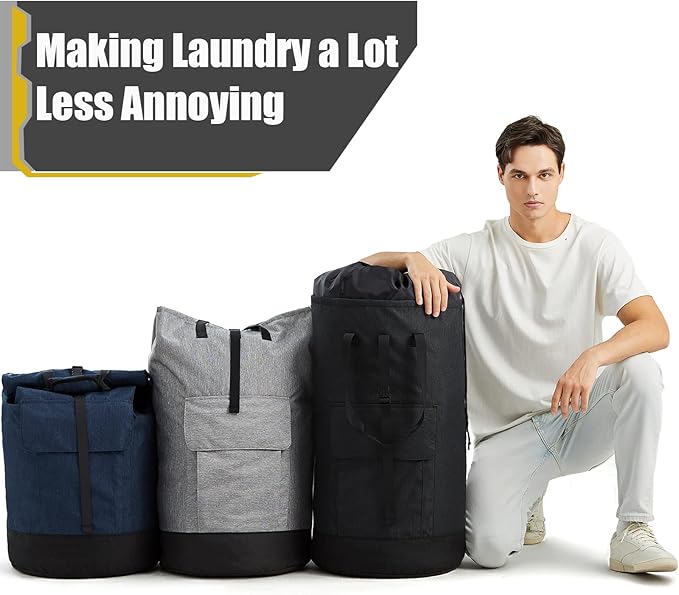 Laundry Backpack Bag 115L, Heavy Duty Laundry Bags with Shoulder Straps, Dirty Clothes Bag for College Dorm Essentials, Hamper Backpack for Travel, Laundromat, Apartment, Beach, Camping