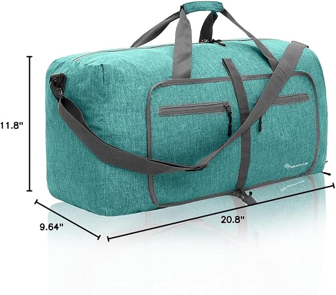 Dimayar 40L Travel Duffle Bag for Men Women - Foldable Duffel Bag with Shoes Compartment - Overnight Bags Waterproof & Tear Resistant(Mint Green)