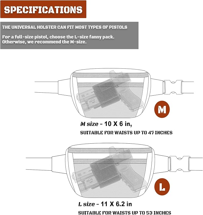 SHANGRI-LA Tactical Concealed Carry Fanny Pack for Men and Women, Low-Profile CCW Waist Bag, with Pistol Holster and Mag Holder, Multi-Use for Hiking, Travel, EDC
