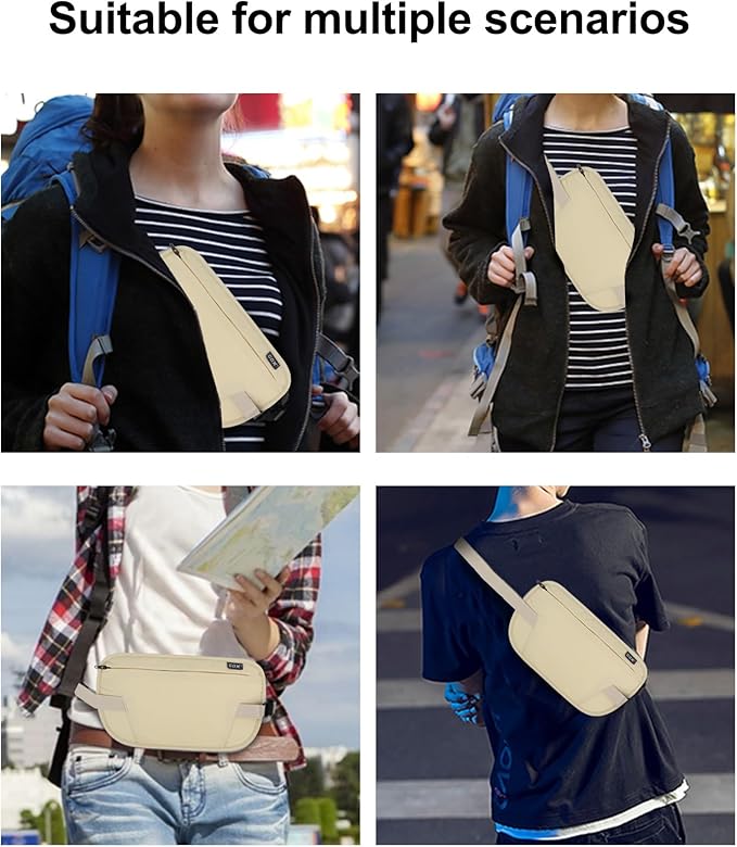 RFID Blocking Money Belt - Slim Under Cloth Passport Holder & Travel Wallet | Secure Hidden Fanny Pack for Men Women (Lemon)