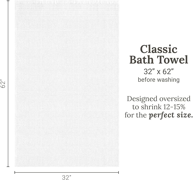 GILDEN TREE Waffle Towels for Bathroom, 100% Cotton Quick Dry Towel, Waffle Bath Towels Large, Absorbent Lightweight Travel Towel, Bath Towels Set of 2, Classic Style (White)