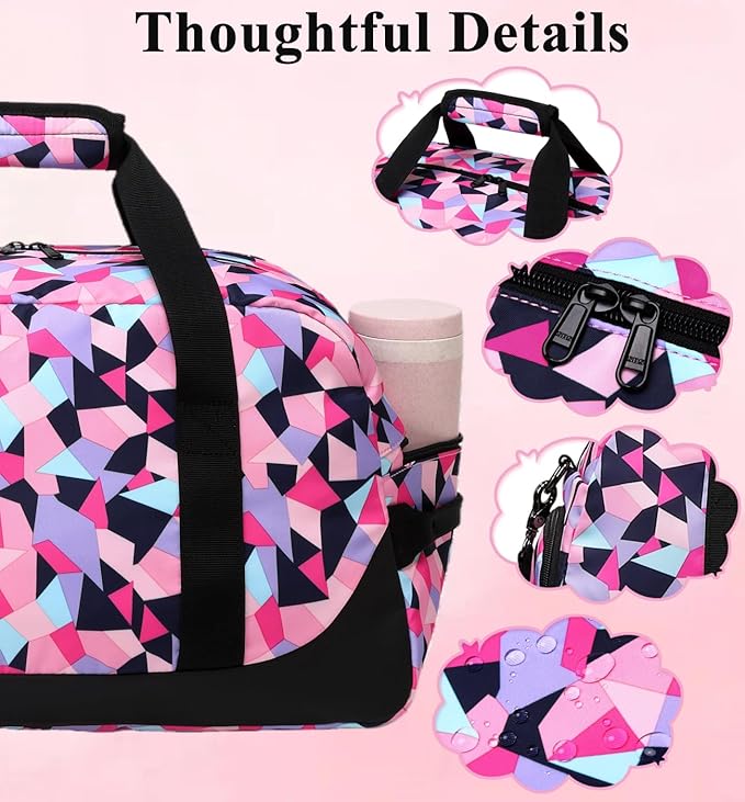 DSIUE Kids Duffle Bag Girls Sports Gym Bag, Small Weekender Overnight Bags Carry On Travel Duffel for Women Teen Girls