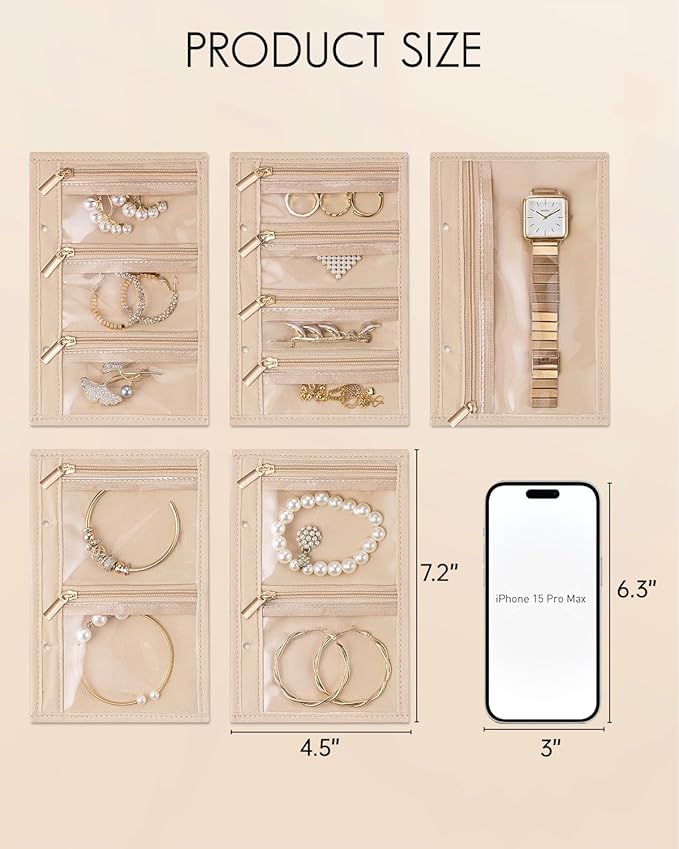 Vlando Jewelry Box for Girls Women,5 Pcs Jewelry Bags,Display Portability Jewelry Pouch Storage for Gem Diamond Necklaces Rings Earrings Bracelets