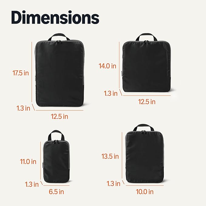 Amazon Essentials Ultralight Compression Packing Cubes Packing Organizer black 4 pack Black