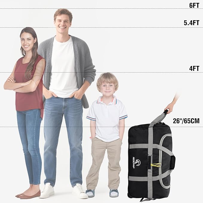 REDCAMP 85L/120L/140L Foldable Duffle Bag with Wheels, Large Travel Duffel Bag