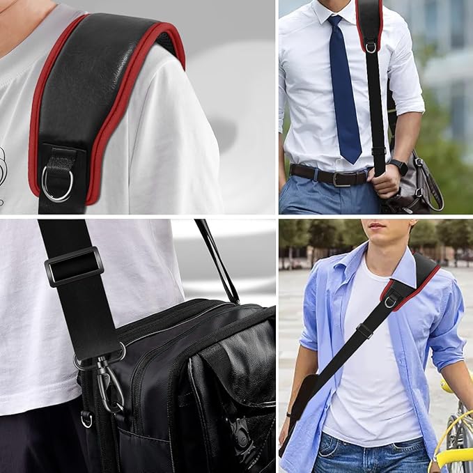 ZINZ 79 inch Bag Shoulder Strap with Ultra Cushion Breathable Pad, Durable Strap with Double Adjustable Buckles and Metal Hooks for D-ring Bags,Black Red