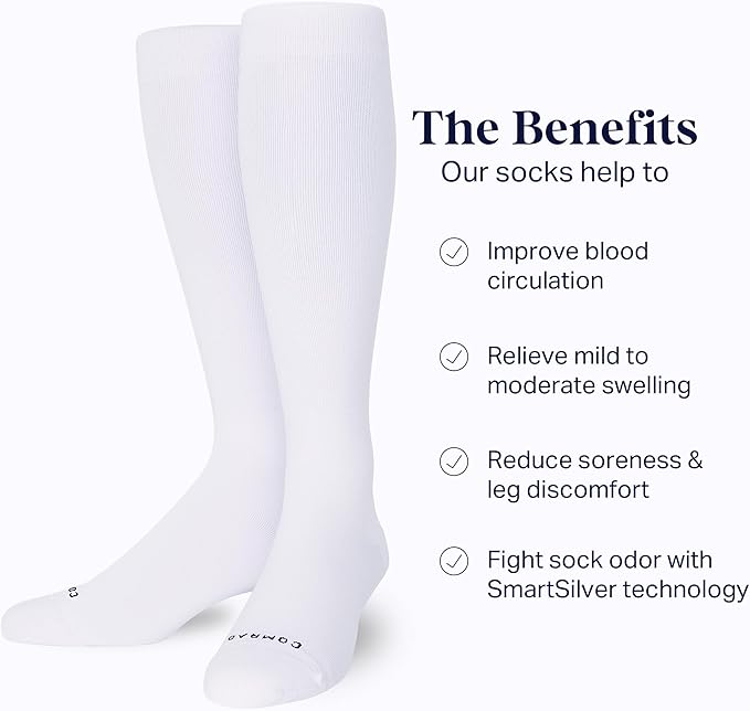 Comrad Nylon Knee High Socks - 15-20mmHg Graduated Compression Socks - Soft & Breathable Support Unisex Socks