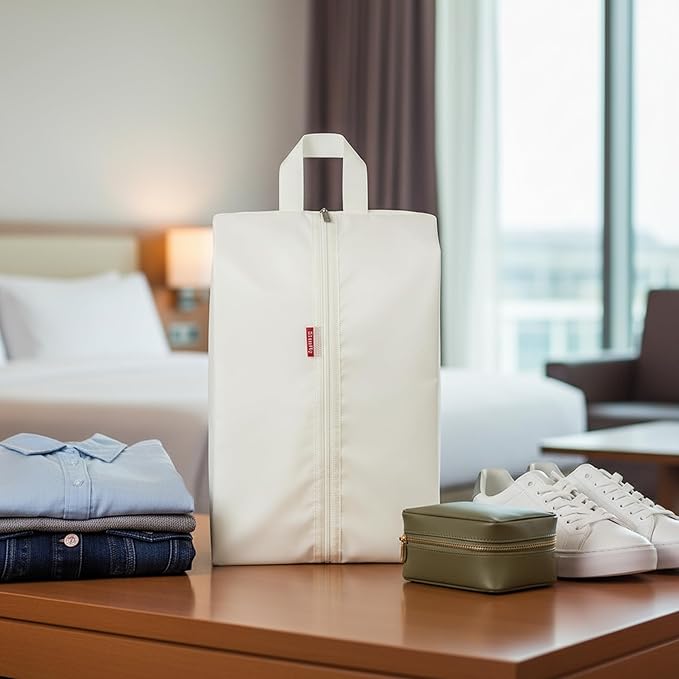 6pcs Portable Shoe Organizer, Travel Pouches with Zipper, Golf Shoe Bags, Clothes Bags, Soccer Cleats Bag Shoe Pouch for Gym, Waterproof, Odor-Resistant (White)