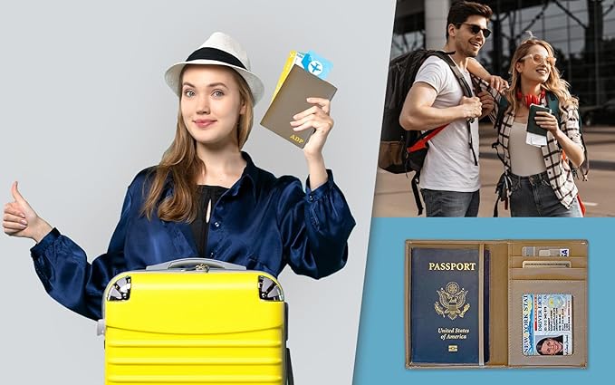 Personalized Monogrammed Taupe Leather RFID Passport Wallet