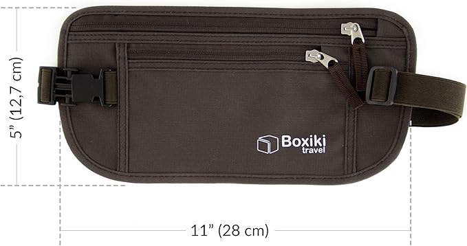 Money Belt for Travel with RFID Blocking Technology - Hidden Travel Money Pouch for Cash, Credit Cards, Passport, and Travel Valuables - Secure Water Resistant Money Belt for Men and Women (Brown)