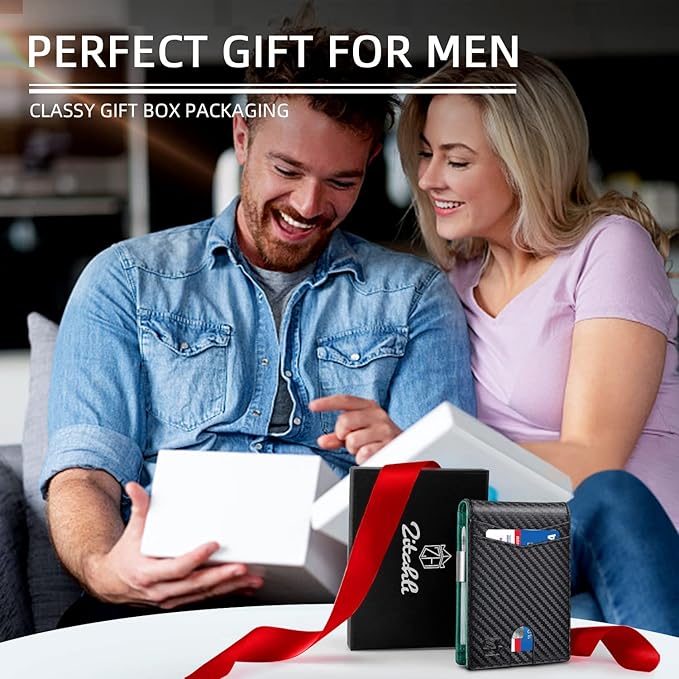 Zitahli Money Clip Wallets for Men,Slim Bifold Wallet 10-12 Cards, Mens Leather Wallet with ID Window,RFID Blocking Thin Minimalist Credit Card Holder,Gifts for Him