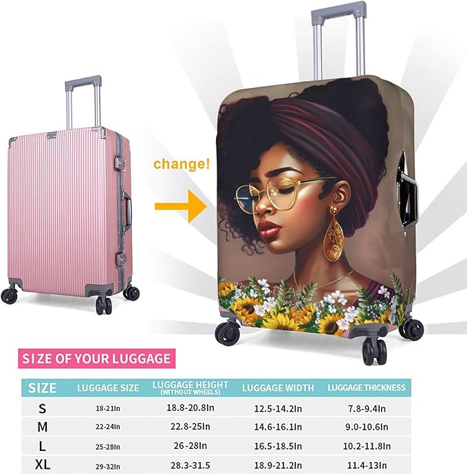 Luggage covers for suitcase luggage cover for Suitcase Washable Suitcase Protector Anti-scratch Suitcase cover Small African American Black Girl