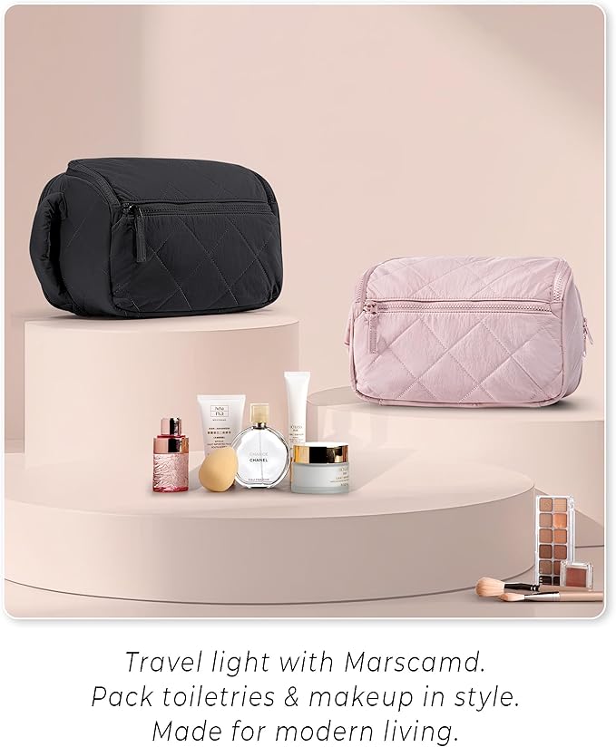 Travel Toiletry Bag for Women, Water Resistant Makeup Organizer with Wide-Open Design for Toiletries and Cosmetics, Pink (Bag Only)