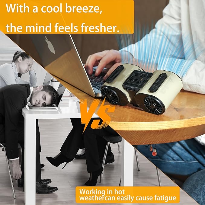 Portable Waist Fan Detachable Double Fan Combination Turbo Technology10000 mAh 5-Speed 13000RPM Clip On Belt Wearable Personal Neck Fan for Traveling Outdoor Jobsite Camping WZ-ruijiang (GREEN +BLACK)