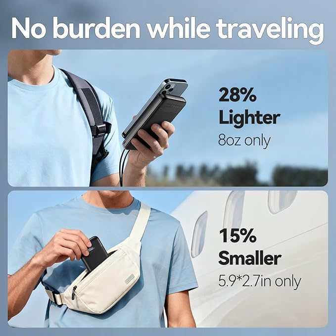 Portable Charger, 10000mAh Slim Power Bank Portable Phone Charger 22.5W PD QC Fast Charging with 3 Outputs 2 Inputs Battery Pack Compatible with iPhones Samsung Google Pixel LG Moto More Devices,Black