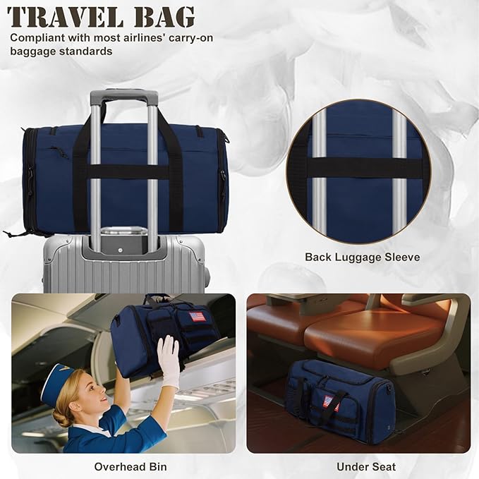 Tactical Duffle Bag For Travel Expandable 52L Large Duffle Bag For Men Gym Duffel With Wet Pocket Multi-Functional Carry On Bags Weekender Overnight Bag Organizer Duffel Bag For Travel