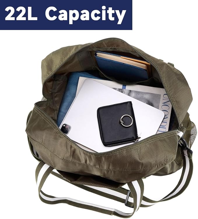 Arxus Foldable Tote Bag for Travel Expandable Lightweight Carry On Luggage 22L Packable Duffle Bag for Traveling