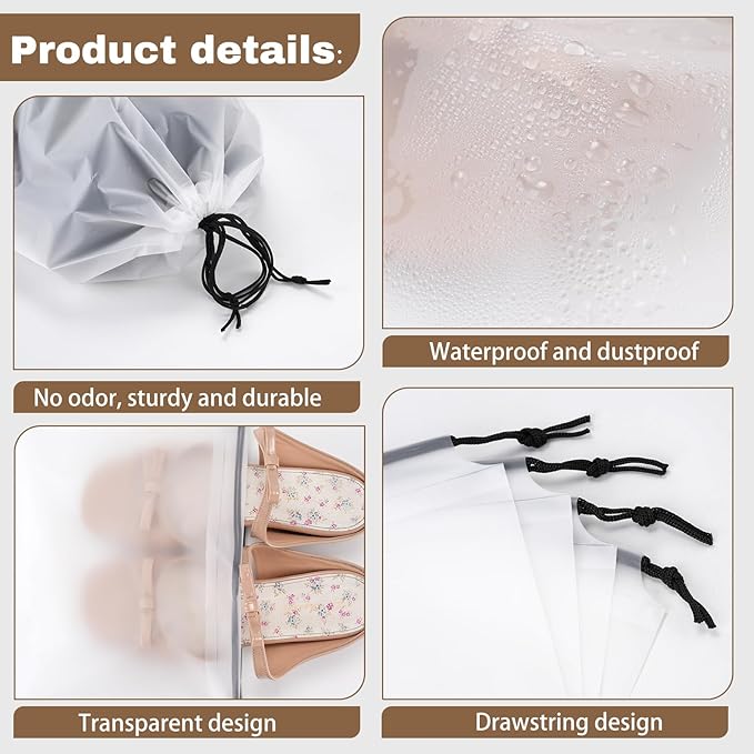 200 Pcs Shoe Bags for Travel, Clear Shoe Bags Durable for Suitcases, Dust Bags for Shoes Reusable Shoe Dust bags Covers for Men and Women, Large Travel Shoe Bag,Storage Bags(11.8" x 15.7")