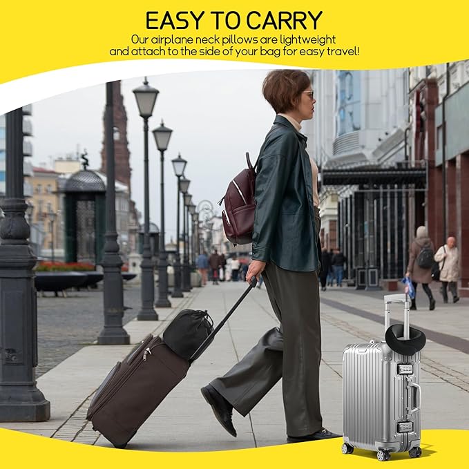 Ulaek®Travel Pillows for Airplanes,Travel Neck Pillow Airplane Memory Comfortable Breathable Cover, Stowable Pillows for Sleeping, Car, Airport Travel Essentials,Gifts for Family, Wife and Friends