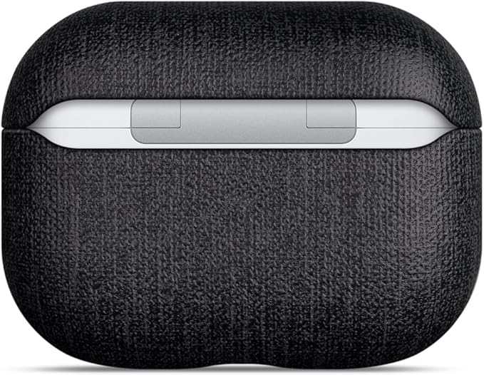 LOPIE for AirPods Pro 2nd Generation Case (Not for 3rd Gen) - Canvas Style Vegan Leather - Protective Hard Shell Cover for Men/Women - Handmade for AirPods Pro 2 Case Cover - Black