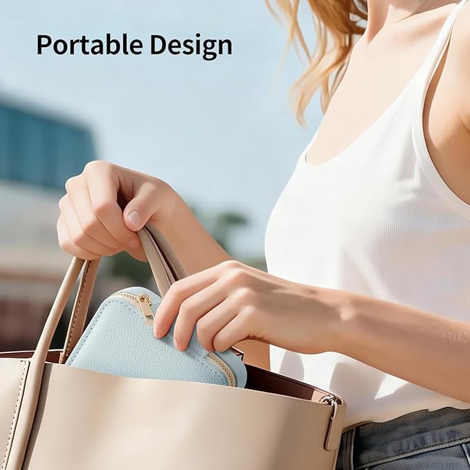 Genuine Leather Travel Pill Organizer Box Case 1 Times a Day for Purse for Women, Cute Medicine Pill Holder Containers for Vitamin Small Weekly Daily 7 Day Am Pm Pill Organizer(Cyan)