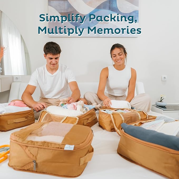 6-Pack Large Compression Packing Cubes for Travel - Lightweight Compression Packing Cube Set, Water-Resistant Luggage Organizer Bags & Suitcase Organizers, Travel Cubes for Carry-On, Checked Luggage