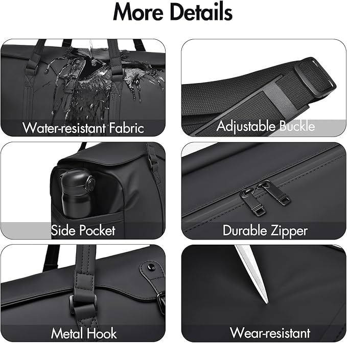 Travel Bag for Men Women, Duffle Bags for Travel with Shoe Compartment Weekender Overnight Carry On Bag with Dry Wet Separated Pocket Personal Item Bag for Gym Trip Workout