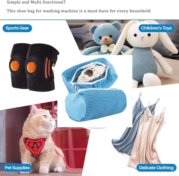 Shoe Laundry Bags for Washing Machine, 2 Pcs Shoe Washing Bag, Laundry Shoe Bag for Washer and Dryer, Reusable Shoe Washing Bags Shoe Washing Machine Bag (Blue-2Pcs)