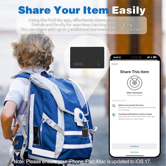 Eelexa Wallet Tracker Card (iOS Only), Compatible with Apple Find My Device, Rechargeable Tracking Card Luggage Tracker for Passports, Laptop, IP68 Waterproof