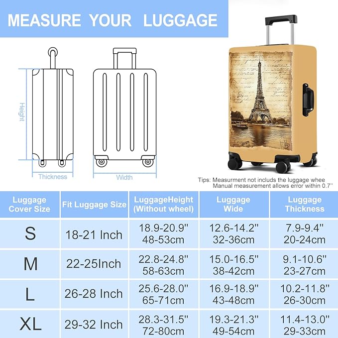 Luggage Cover Washable Suitcase Protector Anti-scratch Suitcase cover Fits 20-34 Inch Luggage (Tower-3, L(28-30inch suitcase))