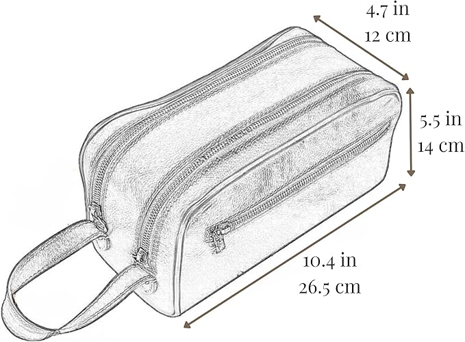 Time Resistance Leather Cosmetic Bag Toiletry Italian Classy Dopp Kit