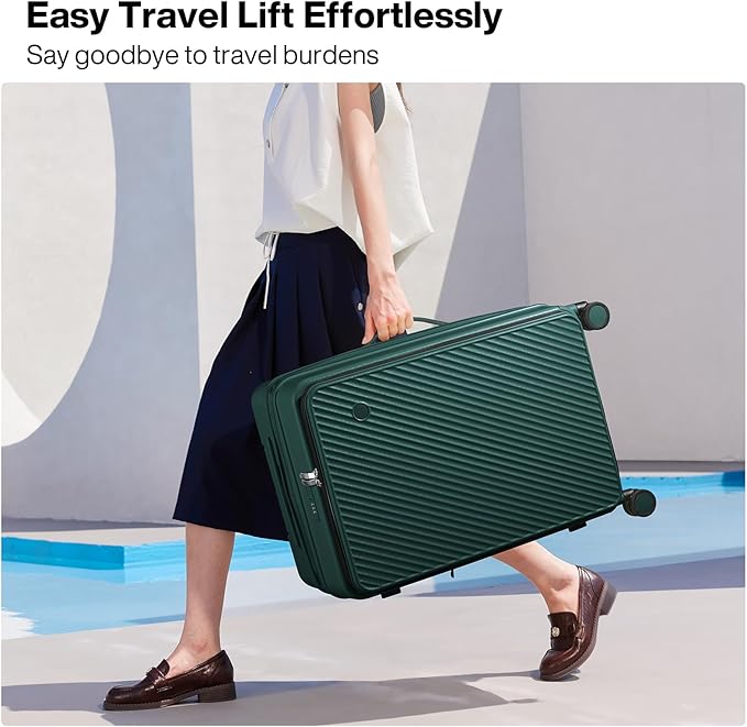 mixi 20 Inch Expandable Carry On Luggage PC Hard Shell Suitcase Top Opening Rolling Travel Suitcases with Spinner Wheels & TSA Lock, Blackish Green