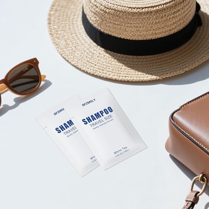 100 Sets Travel Size Toiletry Sets, Shampoo & Body Wash (0.35oz Each, 2-in-1 Toiletries Kit, White Tea Scent) – Individually Wrapped Hotel Amenity Packs for Guests, Airbnb, Vacation Rentals