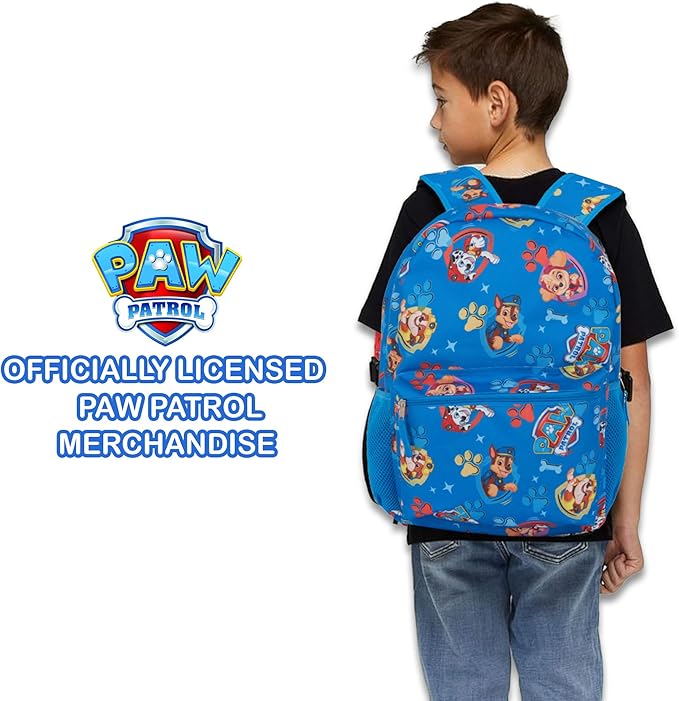 Paw Patrol Backpack for Kids - Chase, Skye, Marshall, Rubble, Rocky, Zuma, Everest, Liberty, and Ryder School Book Bag - Backpack for Boys Girls Toddlers and Adults - for Laptop and Lunch Box (Blue)
