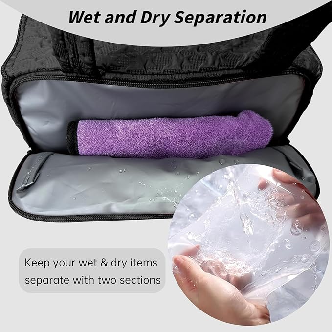 SUNRISING Travel Toiletry Bag Makeup Bag for Women, Large Water-Resistant Travel Cosmetic Make Up Bag with Handle,Travel Toiletry Bags for Compartments Accessories Essentials-Black