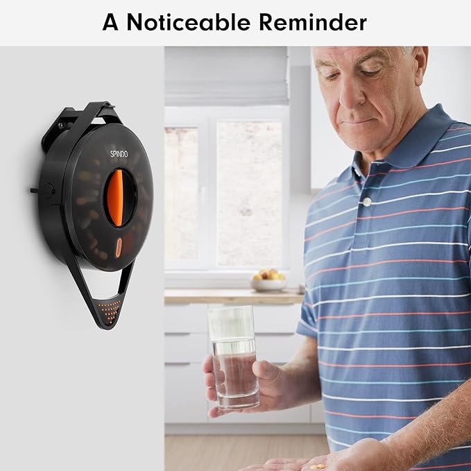 Fullicon Weekly Pill Dispenser Organizer with 14 Large Compartments and Child-Proof Lock, Spindo Medicine Dispenser-Dispense Vitamin/Tablet/Supplement for Elderly/Amnesia/Dementia