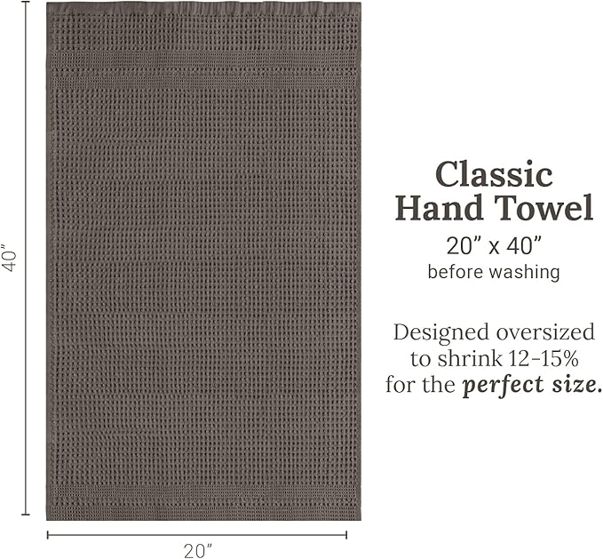 GILDEN TREE Waffle Hand Towels for Bathroom Quick Dry Towel Super Absorbent Thin 100% Cotton Lint Free, Hand Towels for Bathroom Set of 2, Classic Style (Stone)