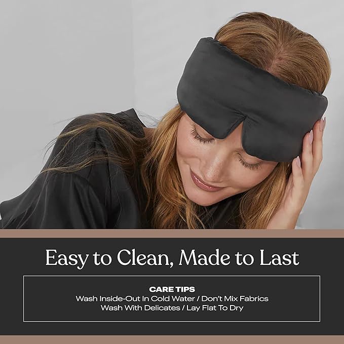 Lunya Sleep Mask with Box - Washable Silk Sleeping Mask and Headband for Beauty Routines - Thermoregulating Comfort for Restful Nights - Silk Eye Mask for Women - Small - Meditative Grey