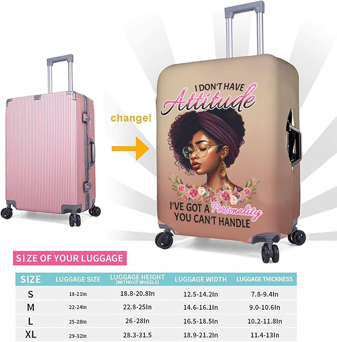 Travel Suitcase Protector African American Black Girl Elastic Protective Washable Luggage Cover With Concealed Zipper Suitable For Large