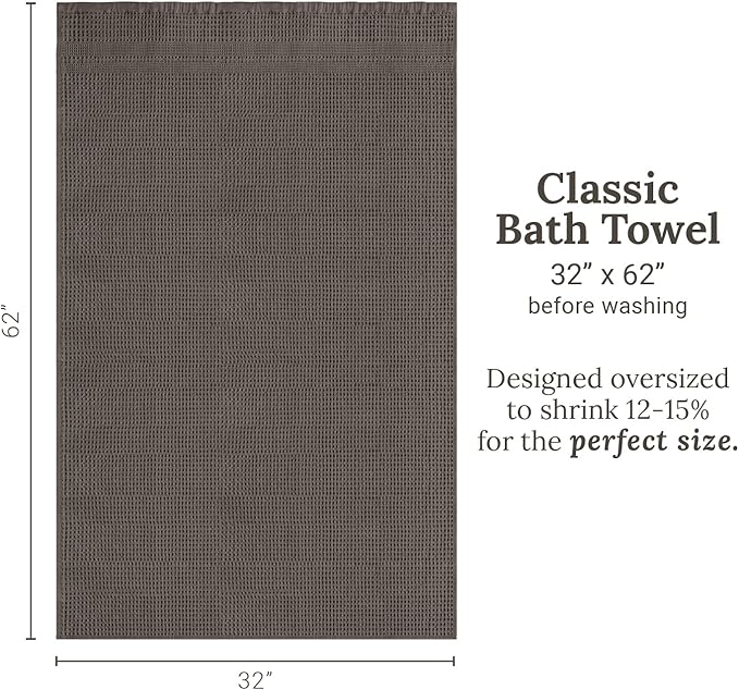 GILDEN TREE Waffle Towels for Bathroom, 100% Cotton Quick Dry Towel, Waffle Bath Towels Large, Absorbent Lightweight Travel Towel, Bath Towels Set of 2, Classic Style (Stone)