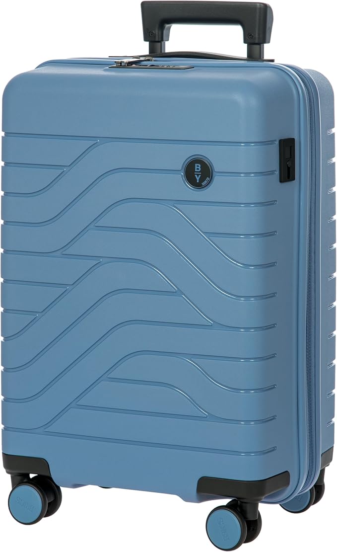 Bric's B|Y Ulisse Spinner Carry-On Suitcase, Lightweight Expandable Hard Shell Luggage with TSA Lock and Smooth 360° Wheels 21 Inch – Grey Blue